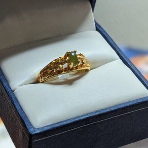 Cute Jade Ring Jadeite Ring Hand Carved 18k hge for Girls size 4